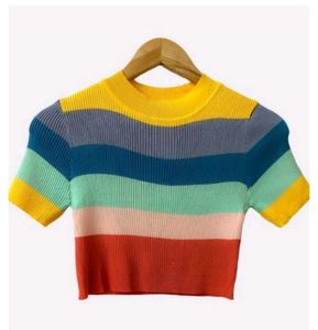ROUND NECK Rainbow CropTop