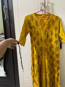 Yellow Printed Kurta