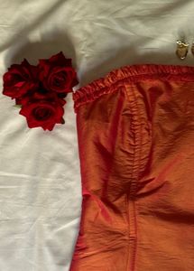 Orange Silk Corset Top