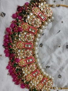 Pink Kundan Pearl Set