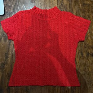 Red Textured Top