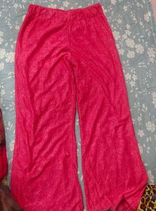 Pink Floral Lace Wide Leg Pants