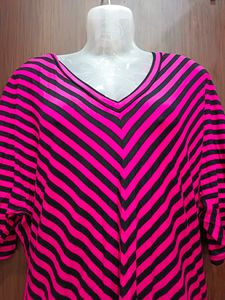 Pink And Black Stripped Top