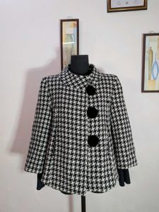 Houndstooth Patterned Coat