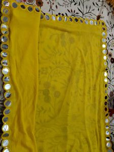 Yellow Mirror Work Dupatta