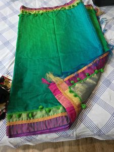 Colorful Saree with Pom Poms