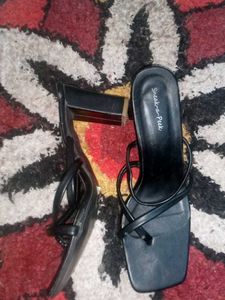 Black Strappy Block Heel Sandals