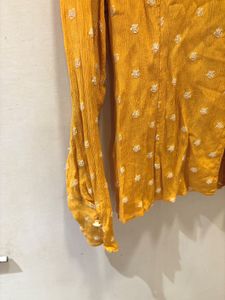 Vintage Mustard Button-Down Top