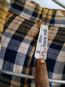 Plaid Tie-Front Blouse