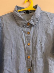 M19- Denim Tie-Front Top