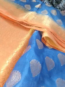 Elegant Blue &amp; Gold Saree