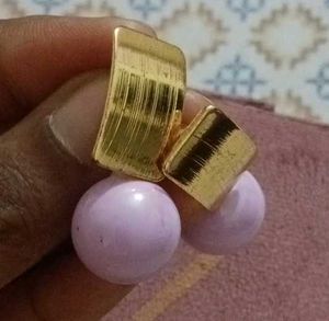 Vintage Gold &amp; Purple Orb Earrings