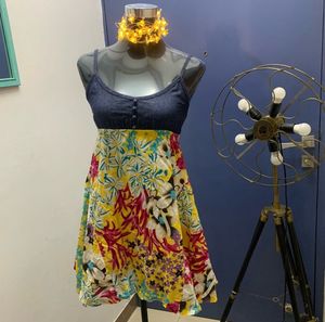 Floral Sundress with Denim Top