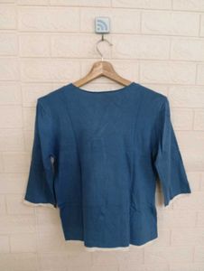 Blue V-Neck Top