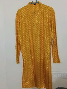 Yellow Lakhnavi Embroidery Kurta