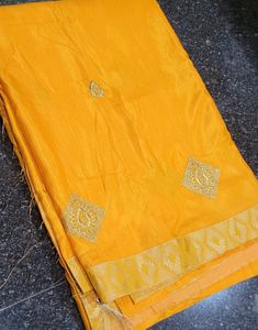 Yellow Saree With Attached Blouse