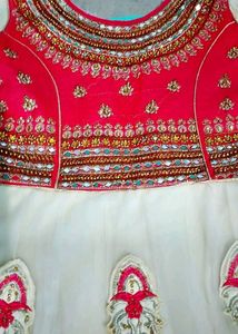 Red &amp; White Embroidered Dress