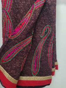 Brown Embroidered Saree(THREAD WORK THROUGHOUT)