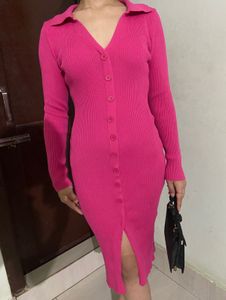 Pink Knit Bodycon Dress