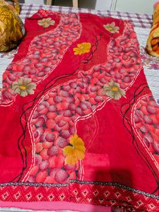Red Floral Saree