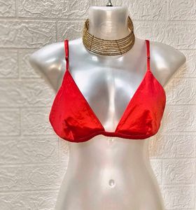 Red Satin Bikini 👙 Top