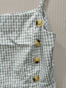 Gingham Mini Dress with Buttons