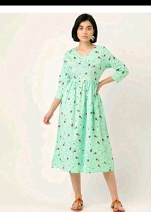 Green Long Kurti Cotton