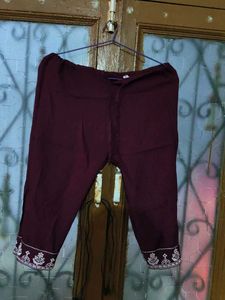 Maroon Embroidered Kurta