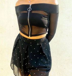 Sheer Black Off-Shoulder Top