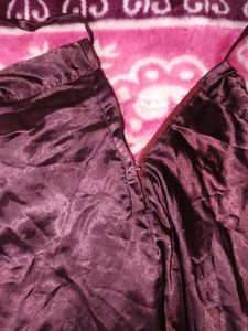 Silky Satin Nighty Gown Set (Brown &amp; Purple)