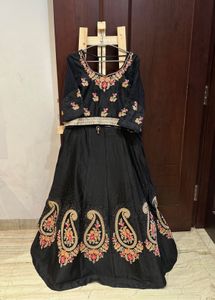 Elegant Embroidered Black Lehenga Choli