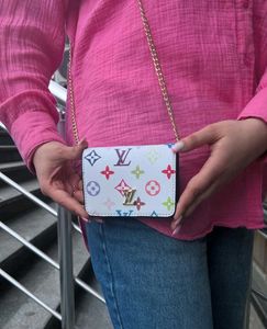 LV WALLET MULTI COLOUR CHAIN SLING WD BOX