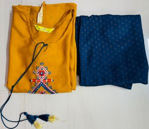 Beautiful Orange Kurta Palazzo Set, Size-M