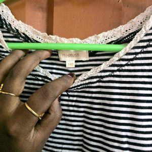 Striped Ruffle Hem T-Shirt Dress