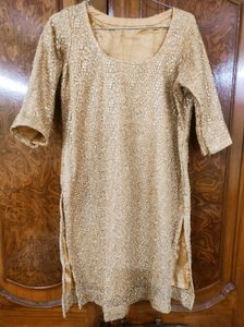 Golden Kurta with Full Embroidery