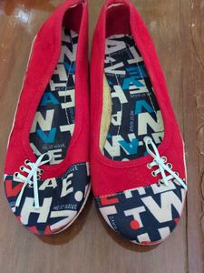 Red &#39;Heat Wave&#39; Ballet Flats
