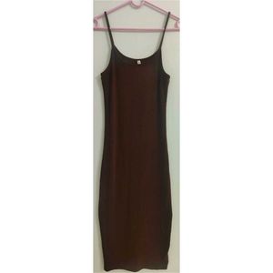 Aahwan Solid Brown Bodycon Midi Dress