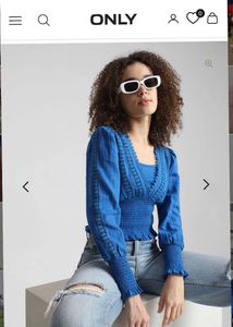 Stylish Blue Smocked Top