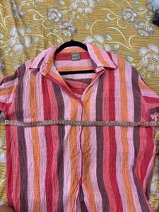 Oversized Striped Button-Up Shirt