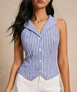 Striped Sleeveless Blouse