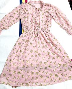 Pink Floral Ruffle Dress