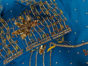 Teal Embellished Sari
