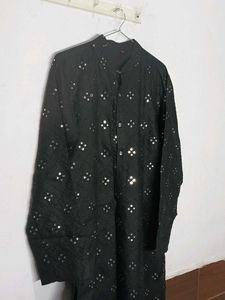 Embellished Black Kurta