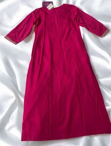 Royal Pink Kurta With Mirror Work Golden Embroider