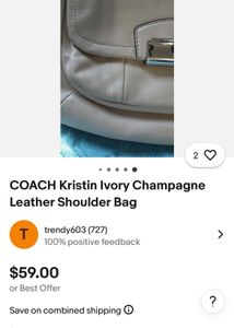 1COACH Kristin Ivory Champagne Leather Bag 💼