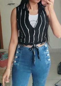 Striped Tie-Front Top