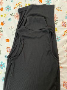 Turtle Neck Slim Fit Dress With Slit On One Side,