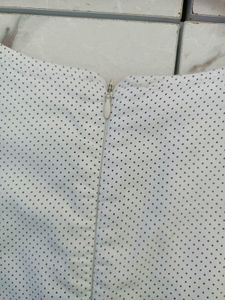 White Polka Dot Ruffle Top