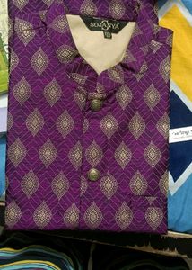 Unused New SOJANYA purple &amp; Golden Nehru Jacket