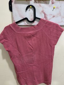 Pink Ribbed Knit Top